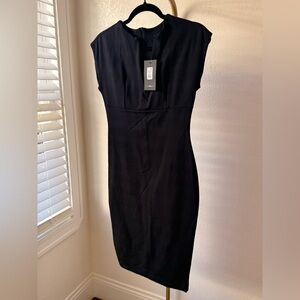 Fashion Nova Black Sleeveless V-Neck Bodycon Midi Dress-M